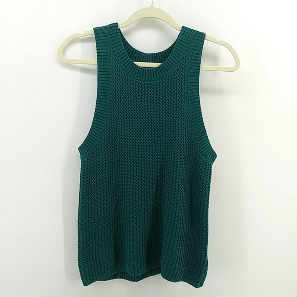 NWT Anthrpologie Quinn Green Sweater Vest Knit Top Sleeveless 100% C… - Picture 9 of 14